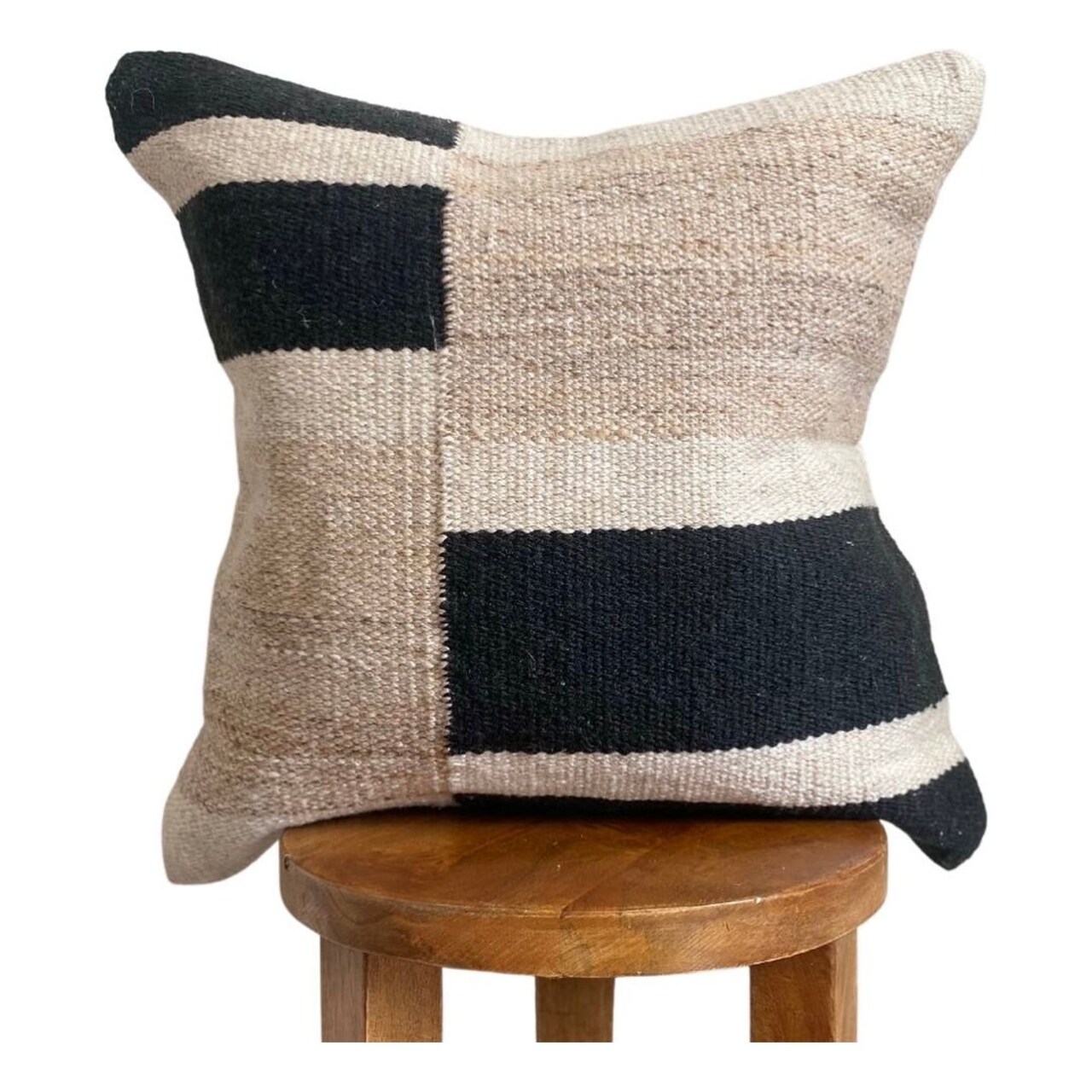 Modern Block Geometric Pillow Cover – 20” Textured Handmade Accent